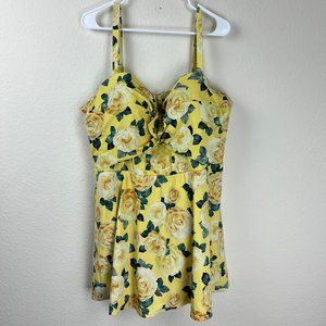 Torrid Yellow Floral One Piece Swimsuit